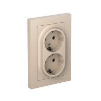 Розетка 2-м. AtlasDesign 16А с заземл. со шторками в сборе песочн. SE ATN001226