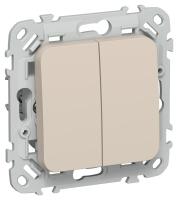 Выключатель проходной 2-кл. СП FLITE ВС62-1-0-ФлЛ 10А механизм льняной IEK FI-V22-0-10-1-K88