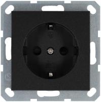 Розетка 1-м Shuko 16А IP20 с заземл. защ. шторки механизм антрацит Jasmart G5501B