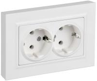 Розетка 2-м СП BRITE РСПл12-3-БрАБ 16А в сборе с заземл. без защ. шторок плоская арктич. бел. IEK BR-R27-16-K91-F