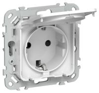 Розетка СП FLITE РСшкр11-1-44-ФлБ 16А IP44 с заземл. с защ. шторками и крышкой безвинтовое крепление механизм бел. IEK FI-R16-16-1-44-K01