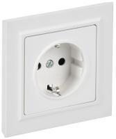 Розетка BRITE РСР14-1-0-БрАБ 16А в сборе с заземл. защ. шторки арктич. бел. IEK BR-R14-16-K91-F