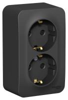 Розетка 2-м ОП Blanca 16А IP20 250В с заземл. защ. шторки с изолир. пластиной антрацит SE BLNRA011216