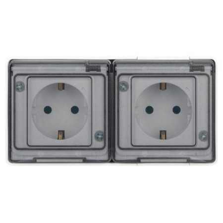 Розетка Эксперт 11-2503-01 2х2P+E гориз. IP55 16А-250В ОУ бел. Эра Б0063264