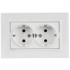 Розетка 2-м СП BRITE РСПл12-3-БрАБ 16А в сборе с заземл. без защ. шторок плоская арктич. бел. IEK BR-R27-16-K91-F