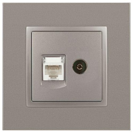 Розетка компьютерная + телевизионная Elegance 14-3110-16 RJ45+TV титан Эра Б0065768