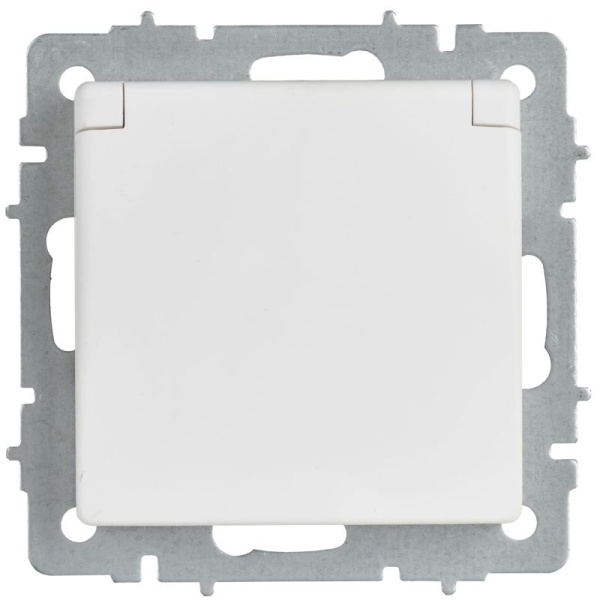 Розетка BRITE РСбш10-3-БрАБ 16А IP20 с заземл. защ. шторки с крышкой механизм арктич. бел. IEK BR-R16-16-K91