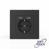 Розетка 1-м СП Pixel IP20 с заземл. с 2-мя заряд. устр. USB тип A+A механизм карбон TOKOV ELECTRIC TKE-PX-R1U2A-C14