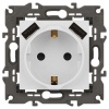 Розетка Elegance 14-4109-01М 16A 250В 2P+E защ. штор. с 2xUSB 3А 5В матов. бел. Эра Б0065773
