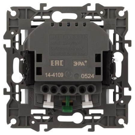 Розетка Elegance 14-4109-01М 16A 250В 2P+E защ. штор. с 2xUSB 3А 5В матов. бел. Эра Б0065773