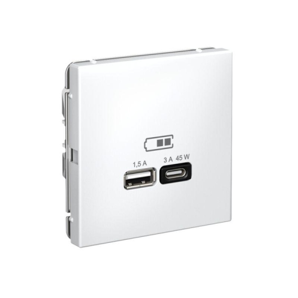 Розетка USB ArtGallery тип A+C 45Вт QC PD высокоскор. ЗУ механизм бел. SE GAL000129