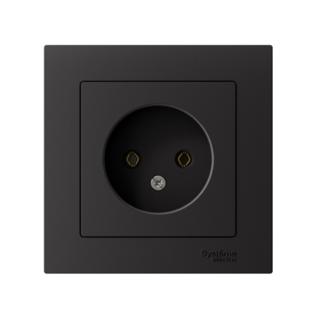 Розетка 1-м СП AtlasDesign 16А IP20 без заземл. в сборе карбон SE ATN001040