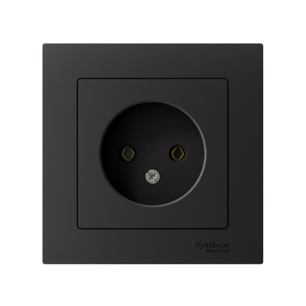 Розетка 1-м СП AtlasDesign 16А IP20 без заземл. в сборе карбон SE ATN001040