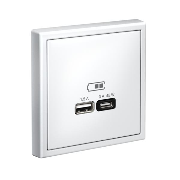 Розетка USB ArtGallery тип A+C 45Вт QC PD высокоскор. ЗУ механизм бел. SE GAL000129