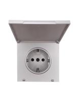 Розетка 1-мест. с/з с крышкой ПБТ СП ZIMA IP20 16А безвинт. зажим сер. матов. LEZARD 704-7488-123BQC