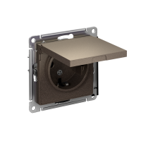 Розетка 1-м СП AtlasDesign 16А IP20 с заземл. защ. шторки с крышкой механизм мокко SE ATN000646