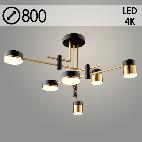Люстра P536-6 BK+FGD черный/золото LED 48W 4000K d800, ZOK22