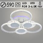 Люстра DK05883C/3+3A PR WT белый 114W+8W LED RGB 3000-6500K d590 ПДУ(ИК) диммер, HN23