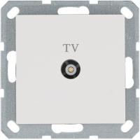 Розетка телевизионная проходная TV Ф9.5мм механизм бел. глянцевый Jasmart G6002W