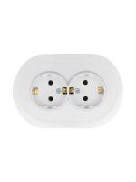 Розетка 2-м СП OSEN с заземл. ПБТ круглая механизм бел. LEZARD 744-0200-127B