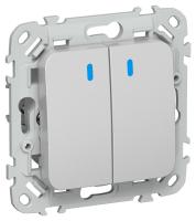 Выключатель 2-кл. СП FLITE ВС12-1-1-ФлА 10А с индикацией механизм алюм. IEK FI-V20-1-10-1-K47