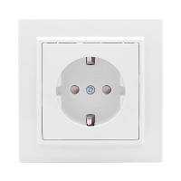 Розетка 1-м СП Минск 16А IP20 с заземл. защ. шторки бел. Basic EKF ERR16-028-100