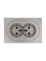 Розетка 2-м СП OSEN с заземл. ПБТ механизм сер. матов. LEZARD 743-7400-127B