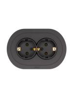 Розетка 2-м СП OSEN с заземл. ПБТ круглая механизм черн. бархат LEZARD 744-4200-127B