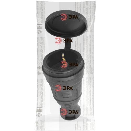 Разъем каучуковый с заземл. прям. 16А IP44 черн. Эра Б0044541