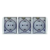 Розетка 3-м ОП Клио 16А IP54 с заземл. с прозр. крышкой бел. Universal К2235