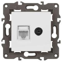 Розетка компьютерная + телевизионная Elegance 14-3110-01М RJ45+TV матов. бел. Эра Б0065767