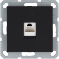 Розетка компьютерная 1-м RJ45 IP20 кат. 5E механизм черн. матов. soft touch Jasmart G6105PB