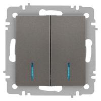 Выключатель 2-кл. СП Accent 6-105-09 10А IP20 250В с подсветкой AL/CU титан Intro Б0063525