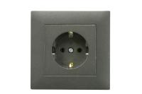 Розетка 1-м Karea RIZZ STAR с заземл. дым. металлик Makel 88050028