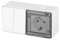 Блок розетка с выключателем Эксперт 11-7502-01 двойн. IP55 16A(10AX)-250В ОУ белый Эра Б0063270