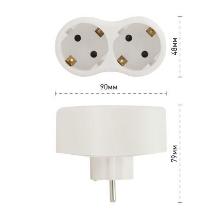 Разветвитель 2-м с заземл. 16А IP20 SPx-2e-W бел. Эра Б0053478