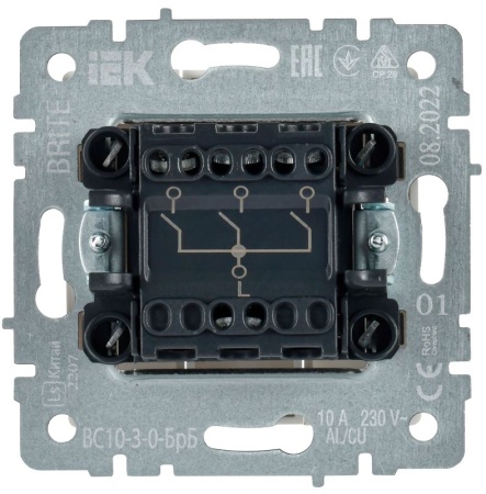 Выключатель 3-кл. СП BRITE ВС10-3-0-БрБ 10А механизм бел. IEK BR-V30-0-10-K01