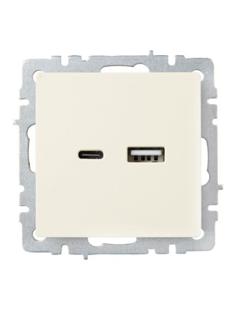 Розетка BRITE USB A+C 18Вт РЮ11-1-БрКр механизм беж. IEK BR-U22-018-K10