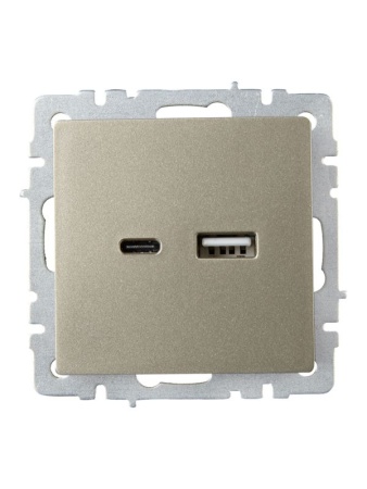 Розетка BRITE USB A+C 18Вт РЮ11-1-БрШ механизм шампань IEK BR-U22-018-K37