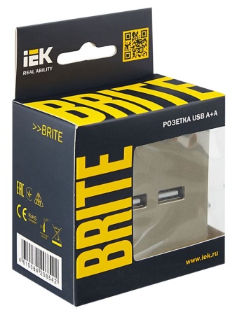 Розетка BRITE USB A+A 3.1А РЮ10-1-БрШ механизм шампань IEK BR-U21-D31-K37