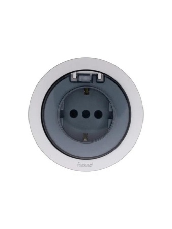 Розетка 1-м СП OSEN с заземл. с крышкой ПБТ механизм сер. матов. LEZARD 743-7488-123B