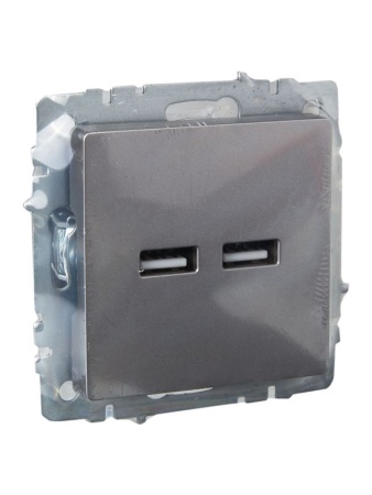 Розетка BRITE USB A+A 3.1А РЮ10-1-БрС механизм сталь IEK BR-U21-D31-K46