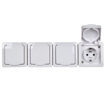 Розетка 4-м ОП Гермес Plus РСб24-3-ГПБб 16А IP54 с заземл. с крышкой бел. IEK ERMP42-K01-16-54-EC
