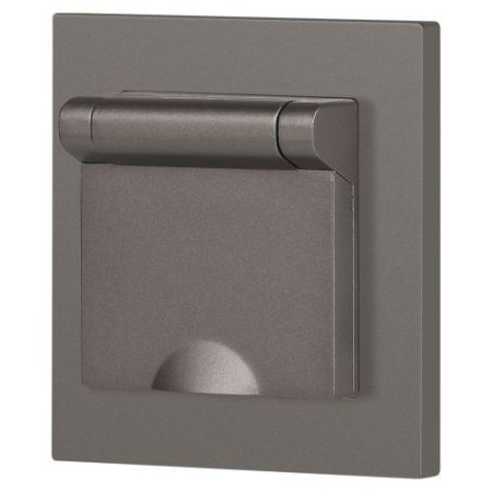 Розетка 1-м СП Accent 6-203-09 16А IP20 250В 2P+E Schuko с крышкой AL/CU титан Intro Б0063471