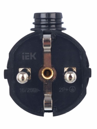 Вилка угловая ВПу11-02-Ст разборная с заземл. 16А черн. IEK EVP11-16-01-K02