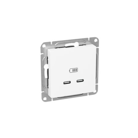 Розетка 2-м СП Эпика USB-C механизм бел. EKF UP1-SOW-2USBC