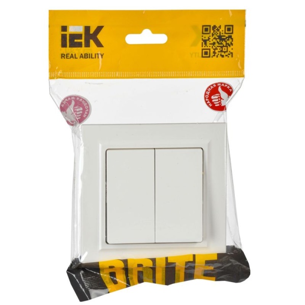 Выключатель проходной 2-кл. СП BRITE ВС10-2-6-БрБ 10А механизм бел. IEK BR-V22-0-10-K01