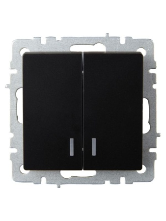 Выключатель 2-кл. СП BRITE ВС10-2-1-БрЧ 10А с индик. механизм черн. IEK BR-V20-1-10-K02