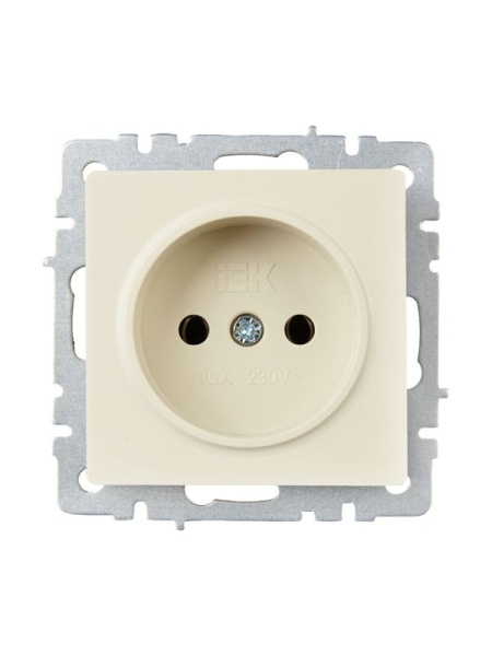 Розетка BRITE РС10-1-0-БрКр 10А без заземл. без защ. шторок механизм беж. IEK BR-R10-10-K10