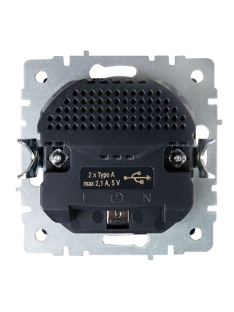 Розетка BRITE РЮш10-1-БрМ 16А с USB A+A 2.1А с заземл. защ. шторки механизм маренго IEK BR-R14-16-U21-D21-K35